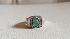 Men Or Women Ring; 1.7 CT Emerald Silver Ring...