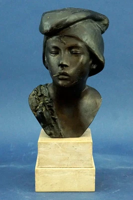ACHILLE D'ORSI Buste Bronze Sculpture d'un Enfant Scugnizzo Naples 1800 XIX - Photo 1/4