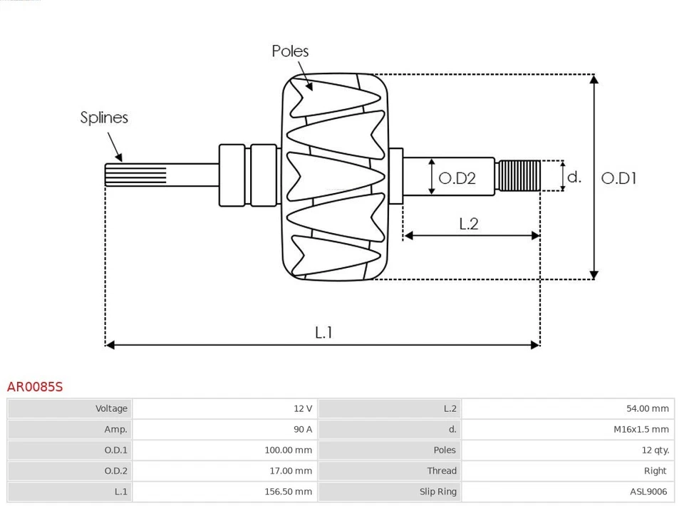 ROTOR ALTERNATOR AR0085S FORROTOR ALTERNATOR AR0085S FOR BMW  FIAT  IVECO  VOLVO - Image 3 of 4