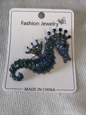 Seahorse Alloy Enamel Synthetic Crystal Brooch
