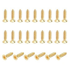 24 Pcs Solid Brass Wood Screws M5 x 20mm Flat Head Self-Tapping Wood Screw