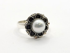 Handmade Pearl 925 Sterling Silver Designer Gemstone Ring sz 8