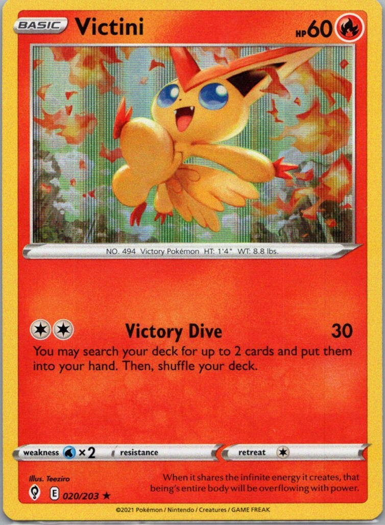 Pokemon TCG Victini 20/203 Evolving Skies Holo NM