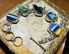 🎨 Pulsera Joyería Vintage Cerámica Talavera y Plata de Ley 925 - Pieza de Arte