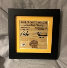 Rick Barry & Nate Thurmond Signed 6x6 Floorboard GS Warriors PSA Authenticated