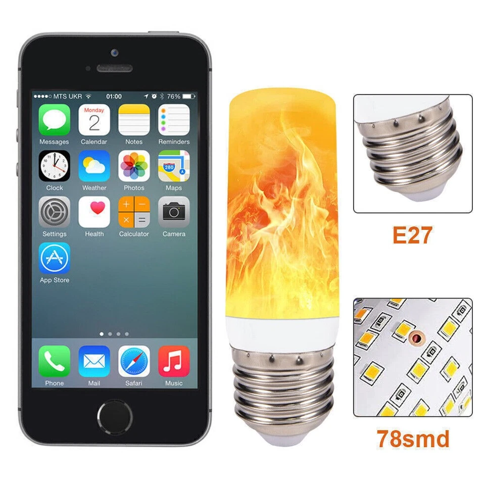 E12/E14/E27/B22 LED Flicker Flame Bulb Fire Burning Effect Lights Indoor Lamps - Image 3 of 4