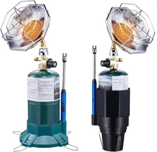 Portable Propane Camping Heater, 6200BTU 2-in-1 with Cup Holder & Base
