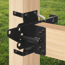 Self Locking Gate Latch Heavy Duty Steel Post Mount Automatic Black Fence Lock