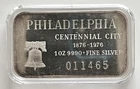 1 oz Fine .999 Silver Bar Philadelphia Centennial City #011465  *115