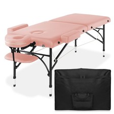 Portable Massage Table with Tilt Backrest and Carrying Case - Pink