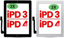   2x iPad 3 / 4 Touch Screen Digitizer Replacement Black / White w/Home Button