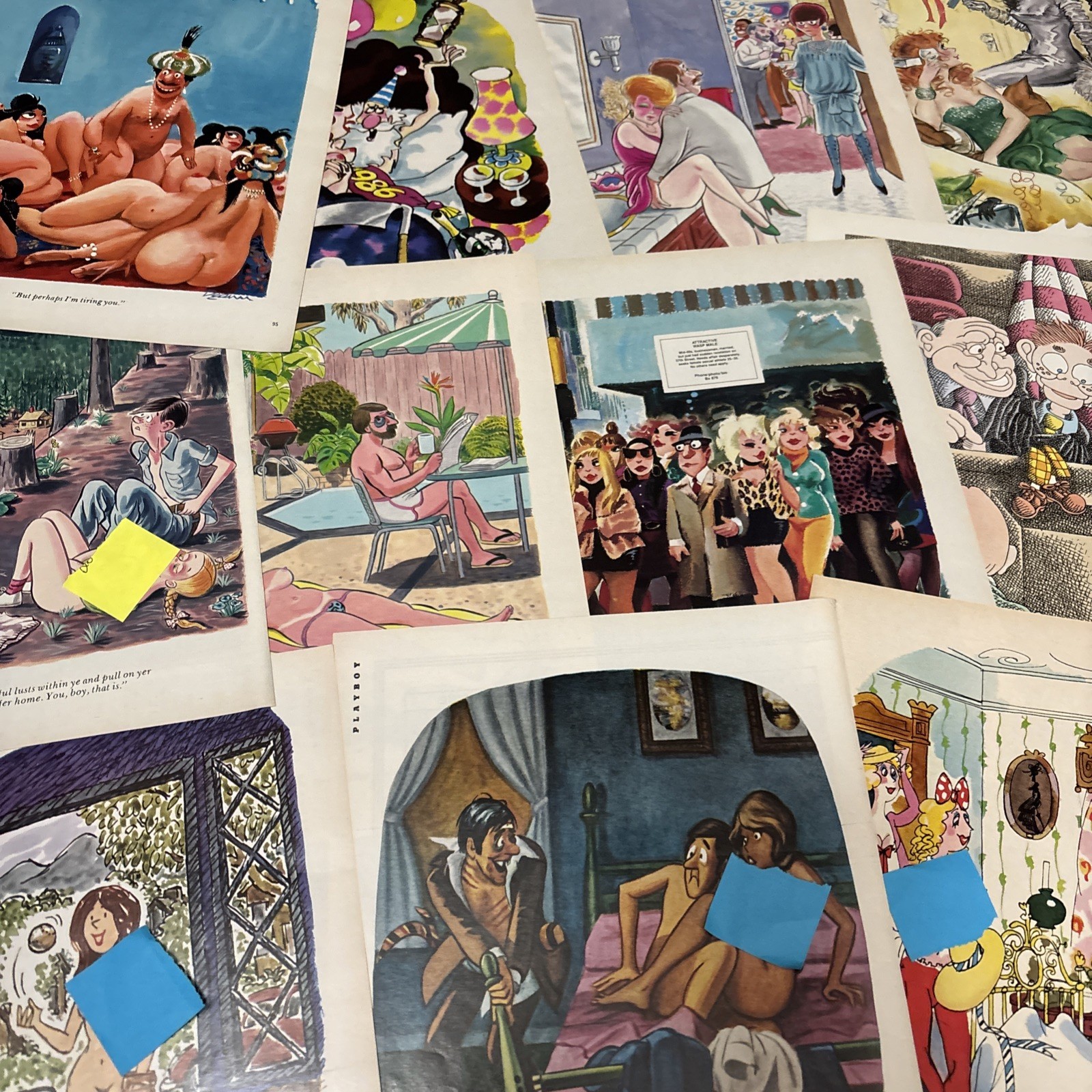 Play Boy Magazine Cartoon Pages Lot Of 100 1970s Era Mixed Lot