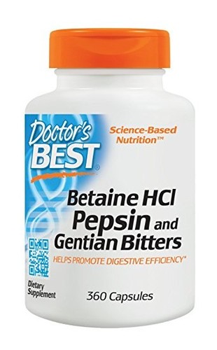 Doctor's Best Betaine HCl Pepsin & Gentian Bitters - 360 caps - Picture 1 of 3