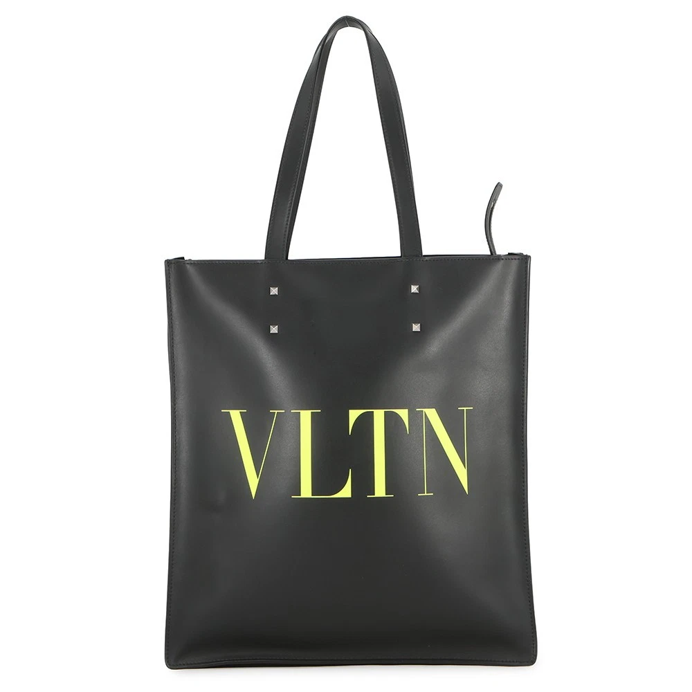 Valentino — Valentino Garavani VLTN Logo Rock Studded Tote Bag Leather Black