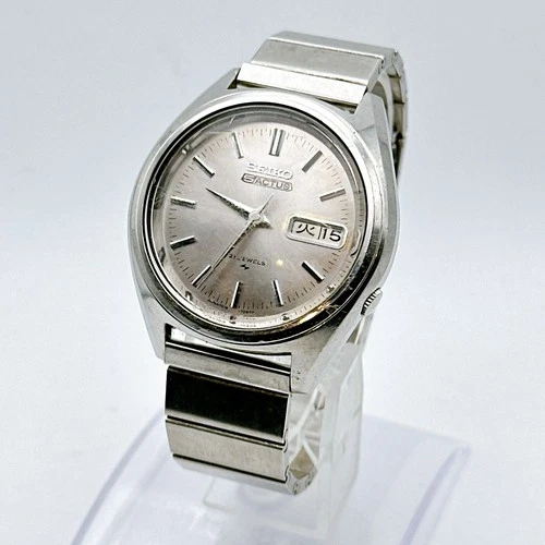 Vintage SEIKO ACTUS 7019-7060 Automatic 21 Jewels Day Date Silver Dial Japan
