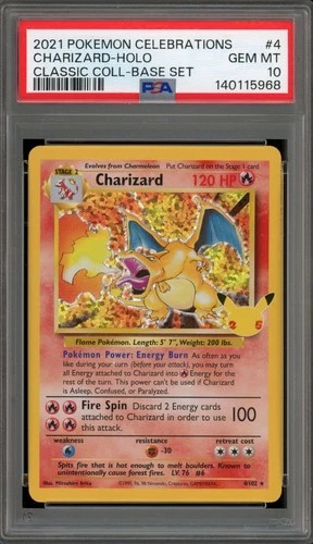 Pokemon Charizard Celebrations Classic Coll. Base Set Holo Rare #4 PSA 10
