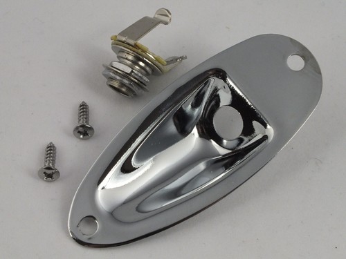 STRATOCASTER JACK PLATE & SOCKET for STRAT Style Guitars - Chrome, Black or Gold - Picture 6 of 8