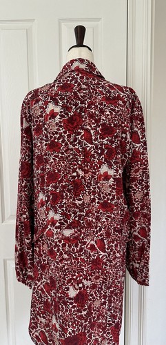 Tory Burch Size 8 Women’s 100% Silk Cora Long Sleeve Floral Shirt Dress Red - Picture 15 of 22