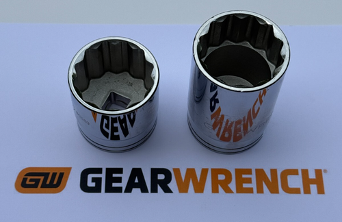 GearWrench 1-1/2" DEEP & Standard 12-Pt Socket 1/2" Drive 80687, 80680