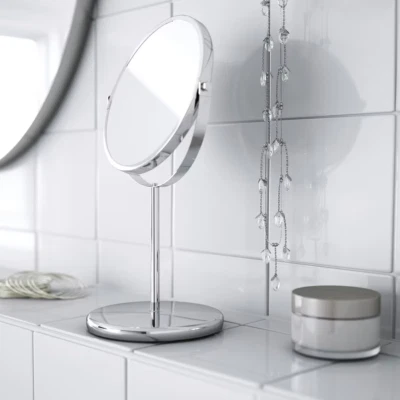 IKEA TRENSUM shaving mirror normal & magnifier bathroom stainless steel 2 sided