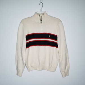 Polo Ralph Lauren Mens Cream 1/4 Zip Long Sleeve Sweater Size Large | eBay