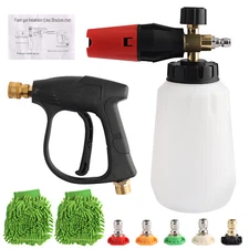 1/4" Snow Foam Pressure Washer Gun Car Wash Soap Lance Cannon Spray Jet Bottle
