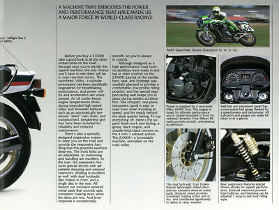 KAWASAKI Brochure KZ1000R Z1000R 1000R 1982 1983 ELR Sales Catalog