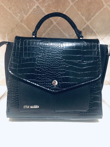 Steve Madden Winston Top-Handle Satchel Black Handbag - Picture 3 of 8