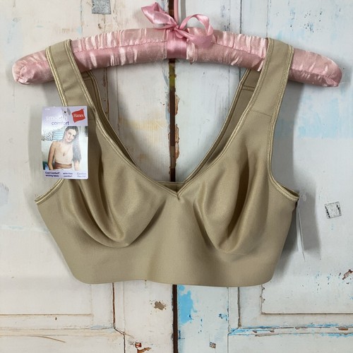 Hanes Smooth Comfort Bra Wicking Wirefree Size L Style MHG796 Nude NWT