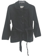 The Get Women’s Belted Corduroy Long Sleeve Blazer With Pockets, Black, Small