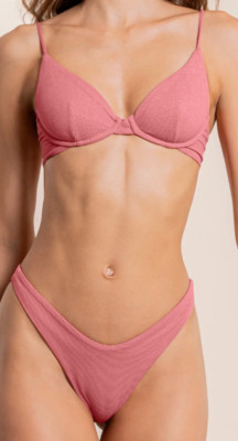 Maaji Salmonberry Dainty Underwire Top & Sublimity Bikini Bottoms set sz XL pink