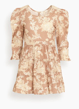 LoveShackFancy Lienzo Floral Print Short Cotton 3/4 Sleeve Dress sz 8