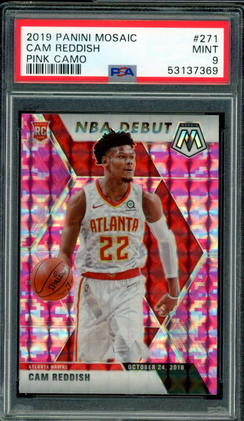 Cam Reddish Rookie Card 2019-20 Panini Mosaic Pink Camo #271 PSA 9