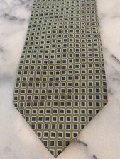 Tommy Hilfiger 100 Silk Geometric Foulard Green Blue Tie Made in USA