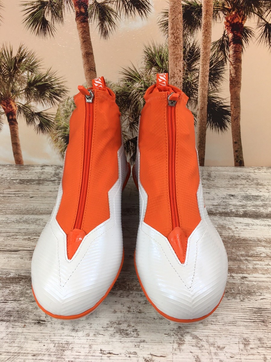 Adidas Nasty 2.0 High Top Zip Up Football Cleats Orange White Mens