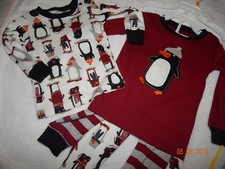 BNWT Carters Boys 12 Months 4 Pc PENGUIN Winter Pajama Sets 2 PAIR Cute