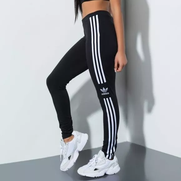 ADIDAS ORIGINALS TREFOIL LEGGINGS BLACK 3 STRIPES UK 10