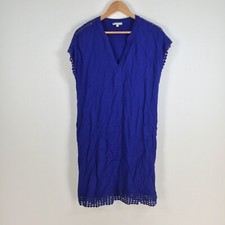 Target womens dress size 12 shift blue short sleeve Vneck viscose 035219