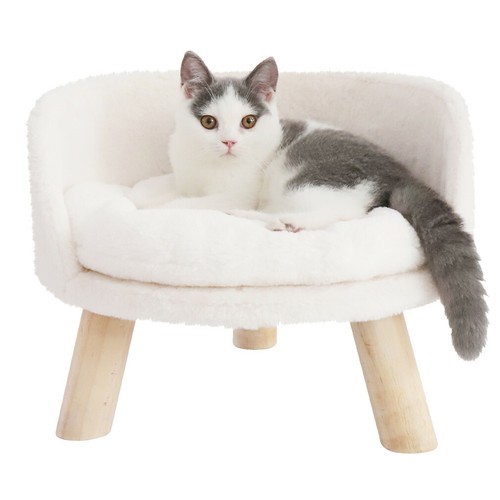 Dog Sofa Couch Lounge Elevated Cat Bed Pet 3-Legged Stool Raised Bed w/ Cushion - Picture 11 of 14