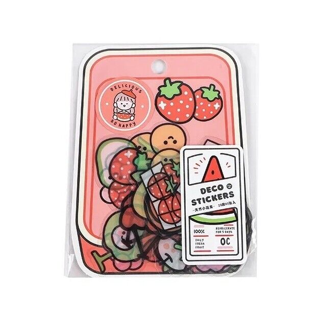 Red Bento Box Packet Fruits Theme Flake Seal Stickers
