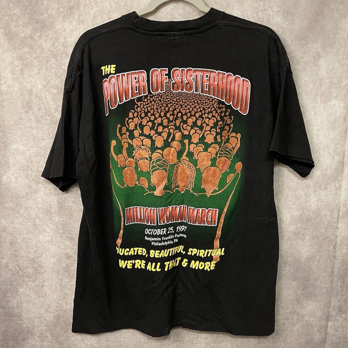 Vintage 90s Million Woman March Sisterhood Black Rap T-Shirt Vintage 90s Million Woman March Sisterhood Black Rap T-Shirt