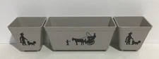 Vtg 50's Hard Plastic Planters Prop-R-Feed Grey w/Black Horse N Buggy & Boy NOS