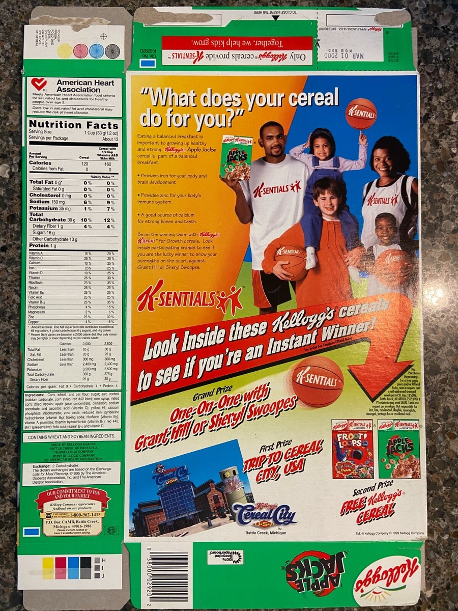 1999 Kelloggs Apple Jacks 15 oz Grant Hill Detroit Pistons Sheryl