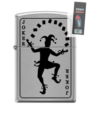 Zippo 2780 Joker Brushed Chrome Finish Lighter + FLINT PACK