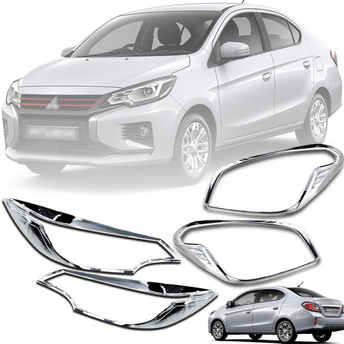 Cover Head Light Rear Lamp Chrome Set For Mitsubishi Mirage G4
