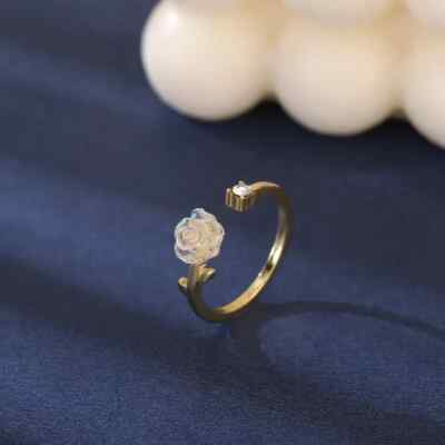 Cute Camellia Flower Open Ring Cute Adjustable Finger Jewelry Accessories Women