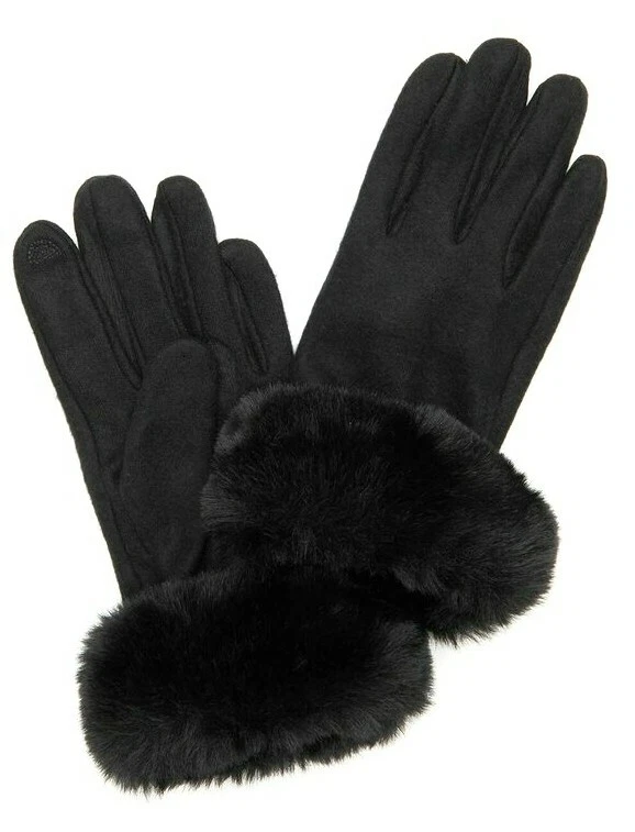 TS TAKING SHAPE Fur Trim Gloves soft warm fun winter mittens cosy stylish NWT!