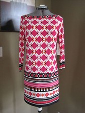 NWT Eliza J Geometric Print Matte Jersey Shift Dress Size 8