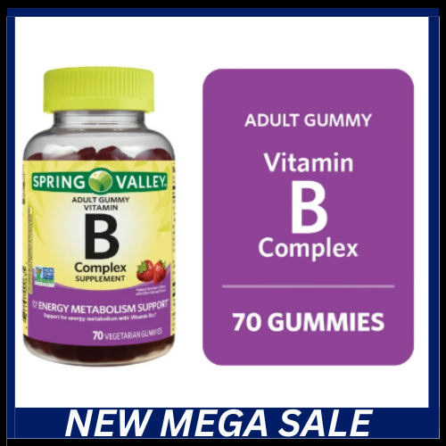 Spring Valley Non GMO Vitamin B Vegetarian Gummies, Strawberry, 70 Count