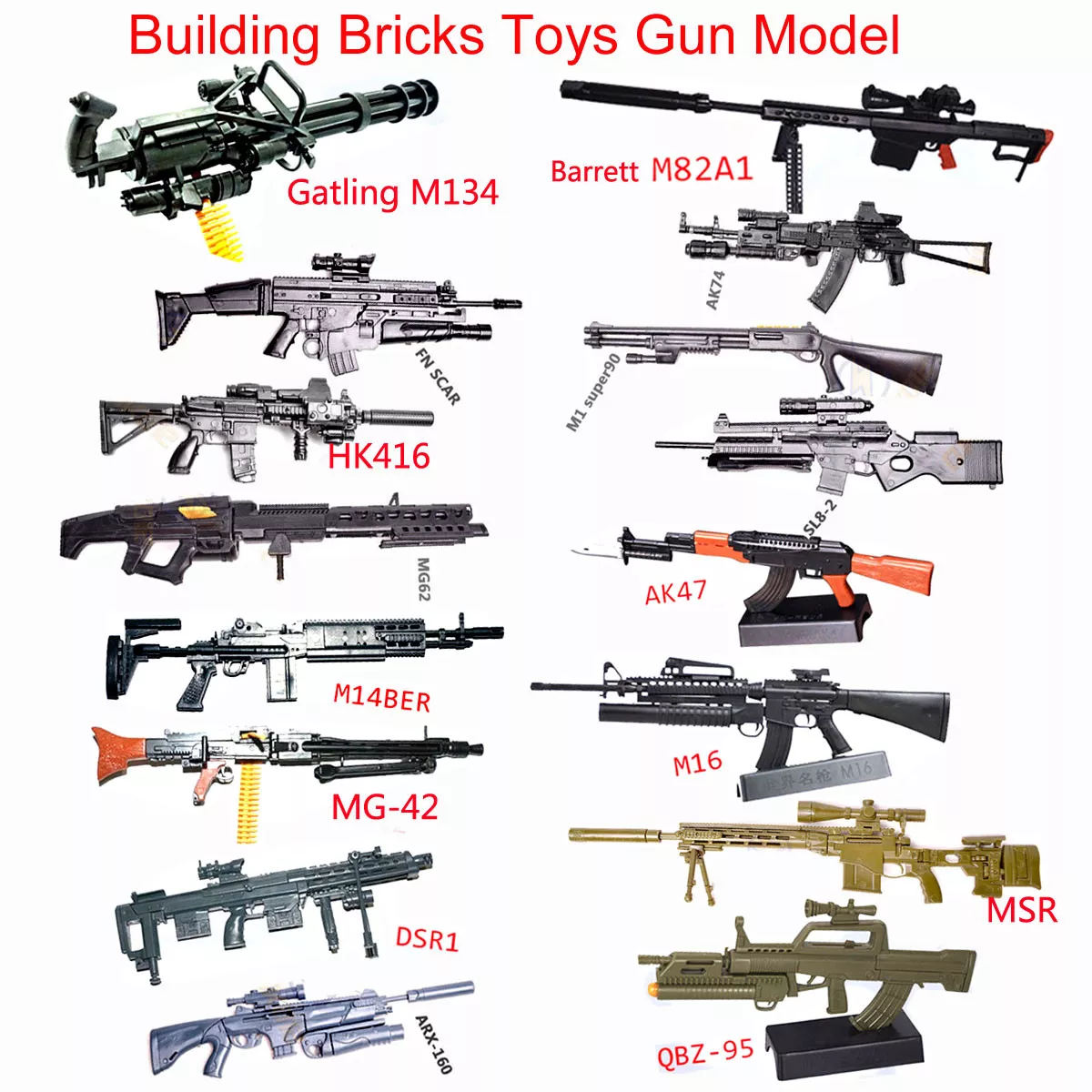 MG42 Toy Gun Model Assembly Puzzles, Building Bricks, Soldado